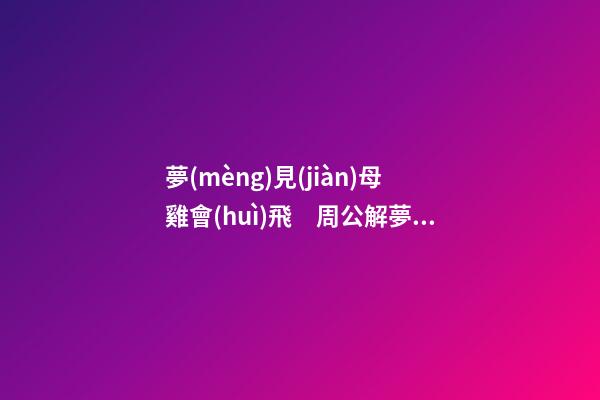 夢(mèng)見(jiàn)母雞會(huì)飛　周公解夢(mèng)之夢(mèng)到母雞會(huì)飛